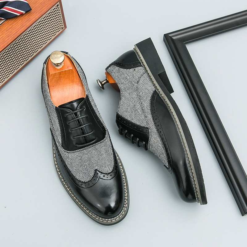 Fashion Brogue Men's Korean-style Casual Formal Wear Leather Shoes foto 4