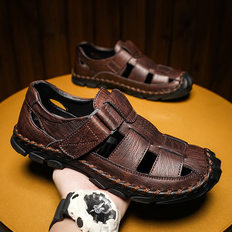 Outdoor Fashion Cattlehide Leather Sandals Men's Plus Size foto 5
