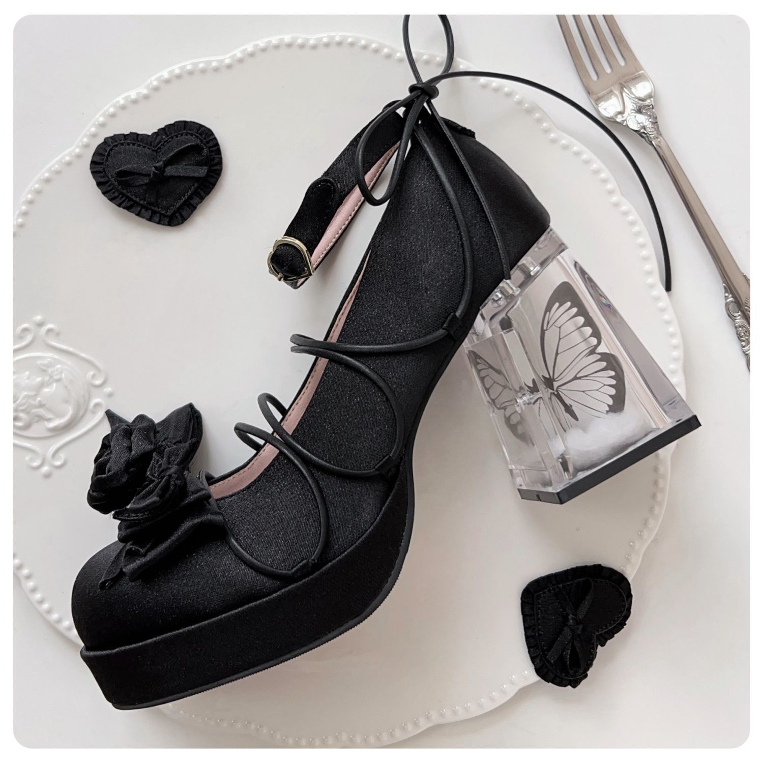 Glass Worry Elegant High Heel Pumps Round Toe Bowknot foto 2