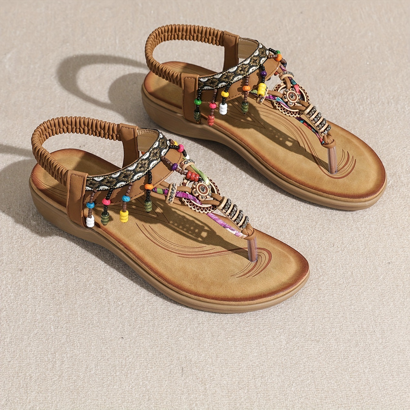Bohemian Ethnic Style Flat Sandals Pendant Flip-flops foto 3