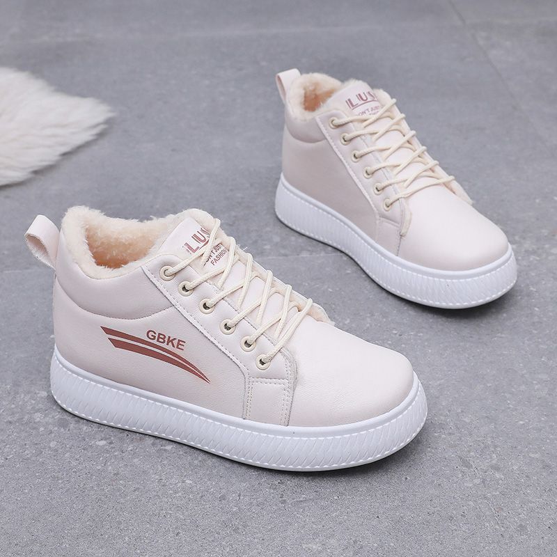 Warm Slugged Bottom Leather Surface Trendy High Top Cotton Boots foto 2