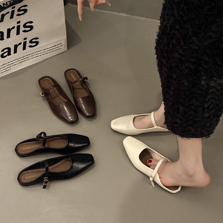 Womens Retro Flat-Bottomed Ballet Pumps