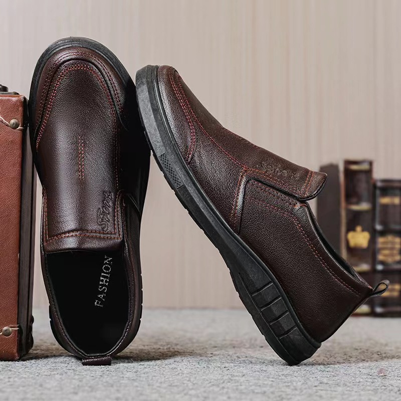 Men's Soft Leather Soft Bottom Non-slip Casual Leather Shoes foto 4