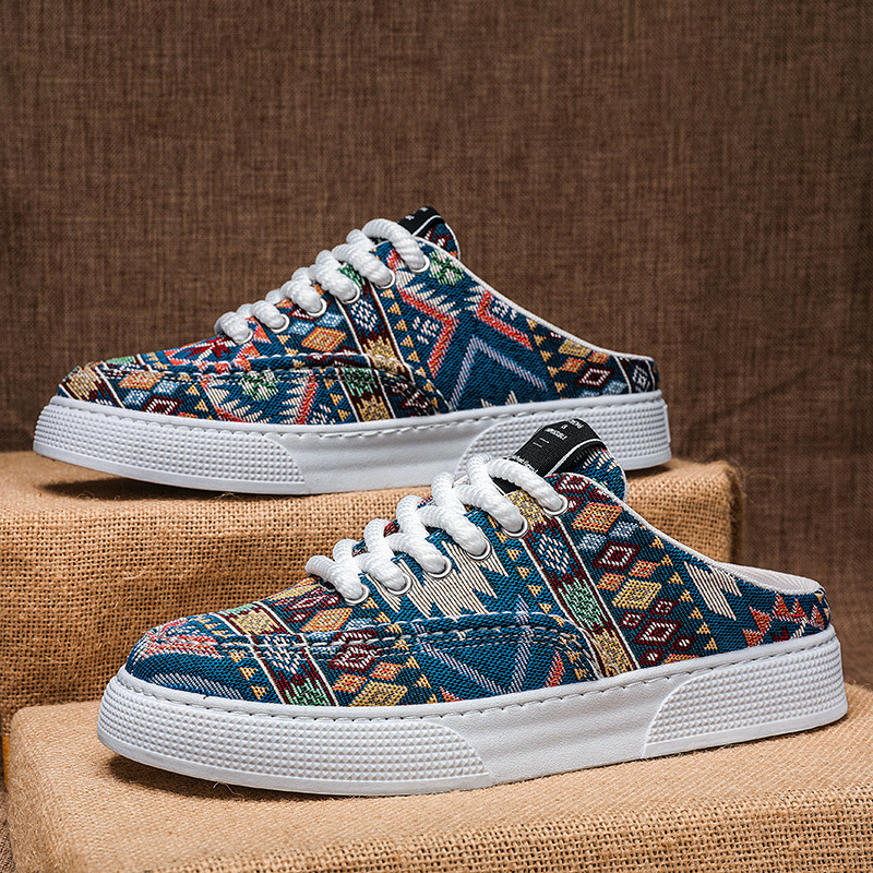 Lazy Semi Slipper Shoes Trendy Versatile Casual Canvas Shoes foto 5