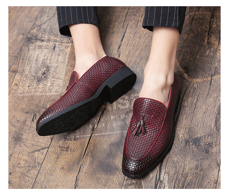 Pointed Men's Slip On Leather Shoes foto 3
