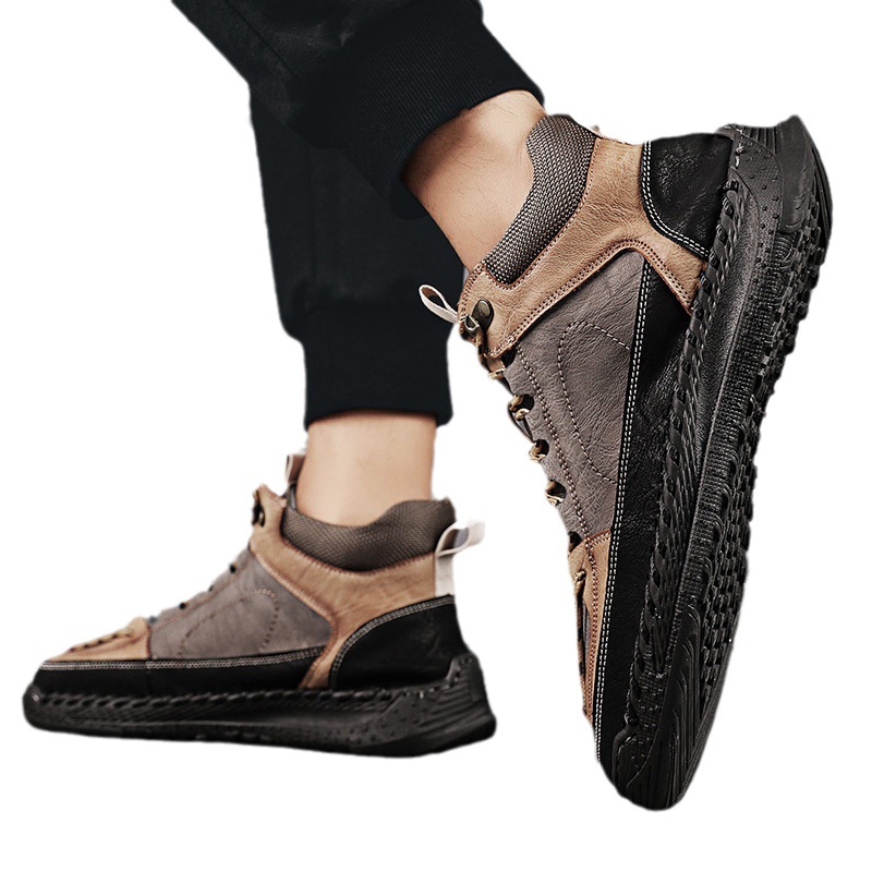 High-end Leather Martin Boots Men's Versatile High-top Shoes foto 4