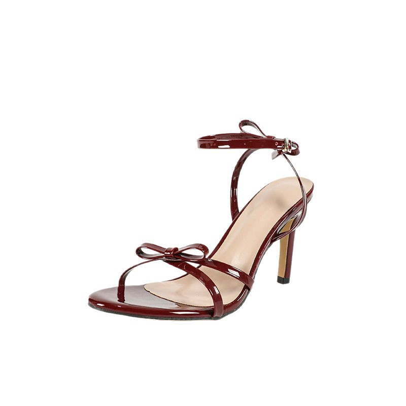 Women's Pointed Patent Leather Strap Cross Ankle Strap Stiletto Sandals High Heels foto 3