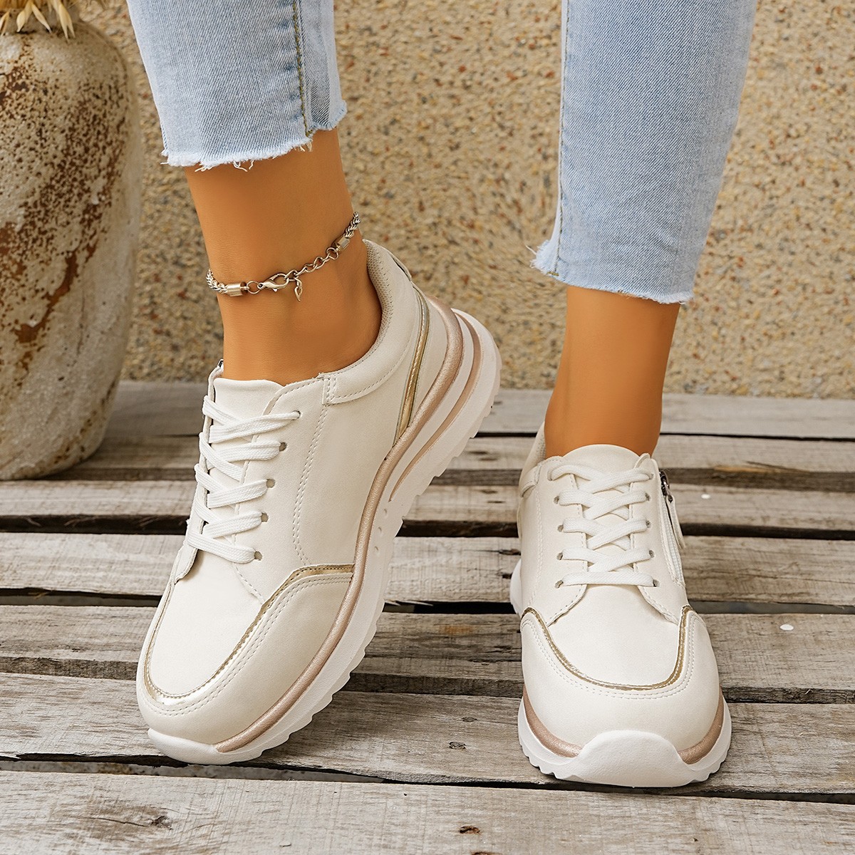 Side-zip Breathable Sneakers With A Chunky Sole For Comfort foto 4