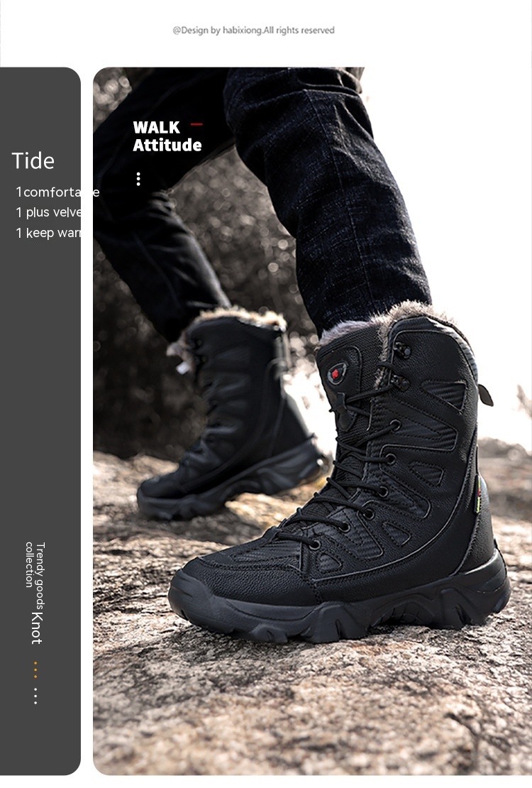 Snow Boots Cotton Boots Winter High-top Fleece-lined Warm Slugged Bottom Lace-up foto 4