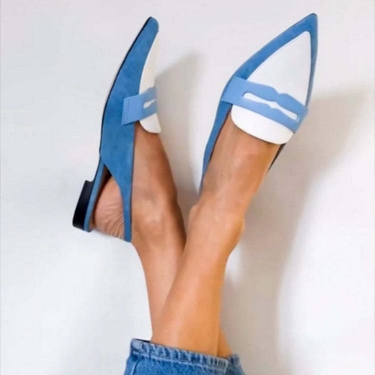 Pumps Pointed Flat Color Low Square Heel Plus Size Women foto 3
