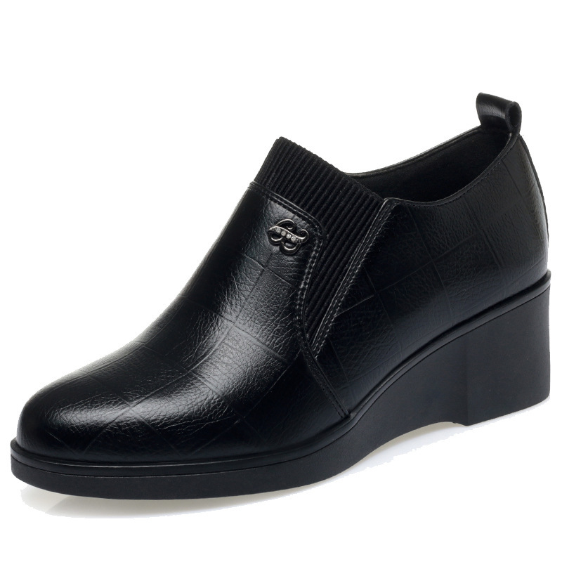 Women's Minimalist And Versatile Wedge Heel Leather Shoes foto 3