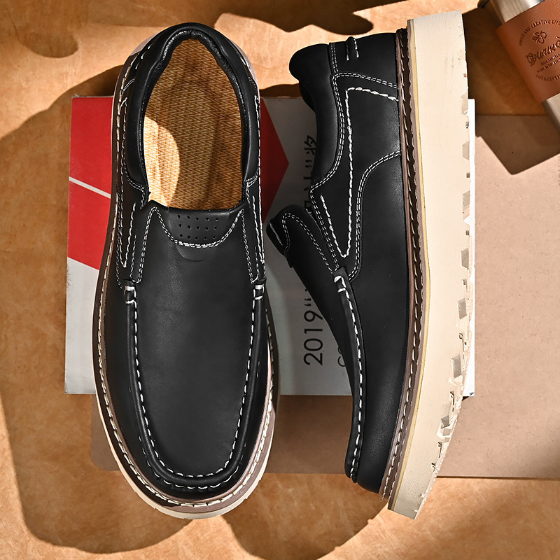 Low-top Thick-soled Men's Big Toe All-match Casual Leather Shoes foto 4