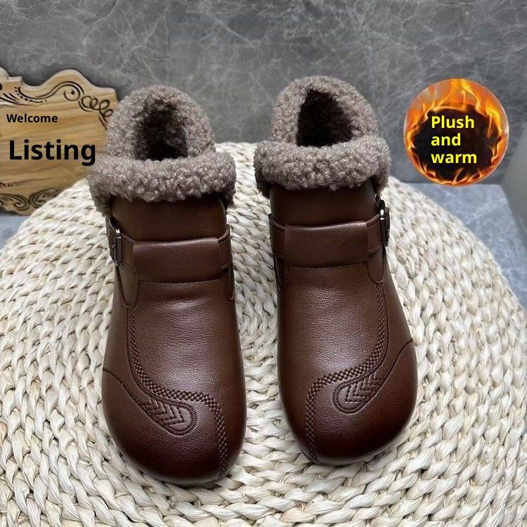 Winter Soft Leather Ankle Boots Women foto 3