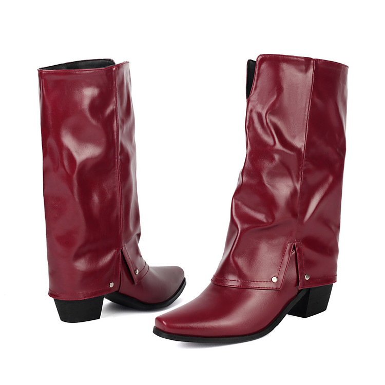 Retro Chunky-heeled Booties For Women foto 4