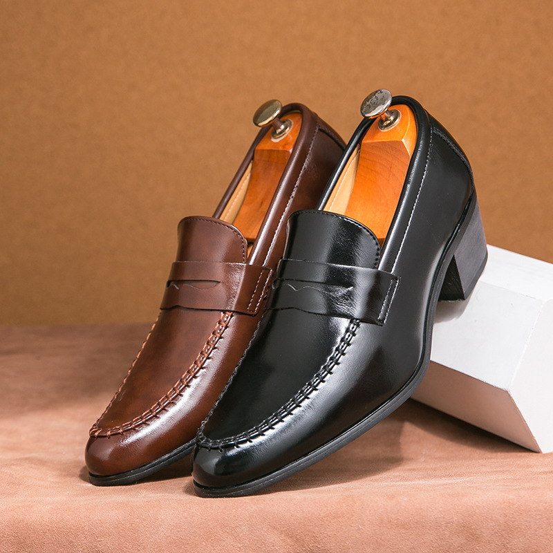 Men's All-match Fashion Pointed Solid Color Leather Shoes foto 3