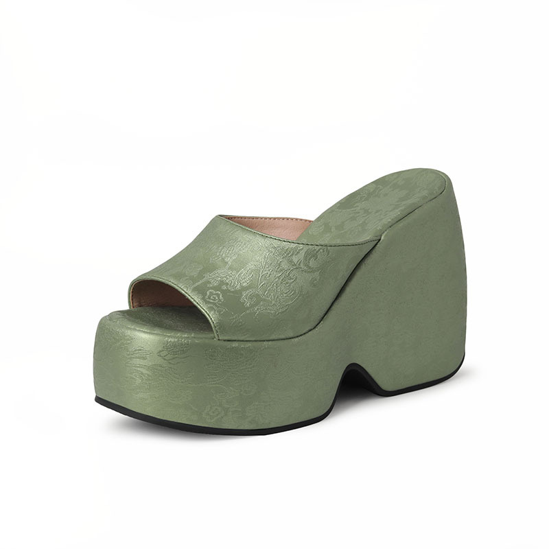 Wedge Heel Jacquard Plus-Size Open-Toe Platform Sandals foto 4