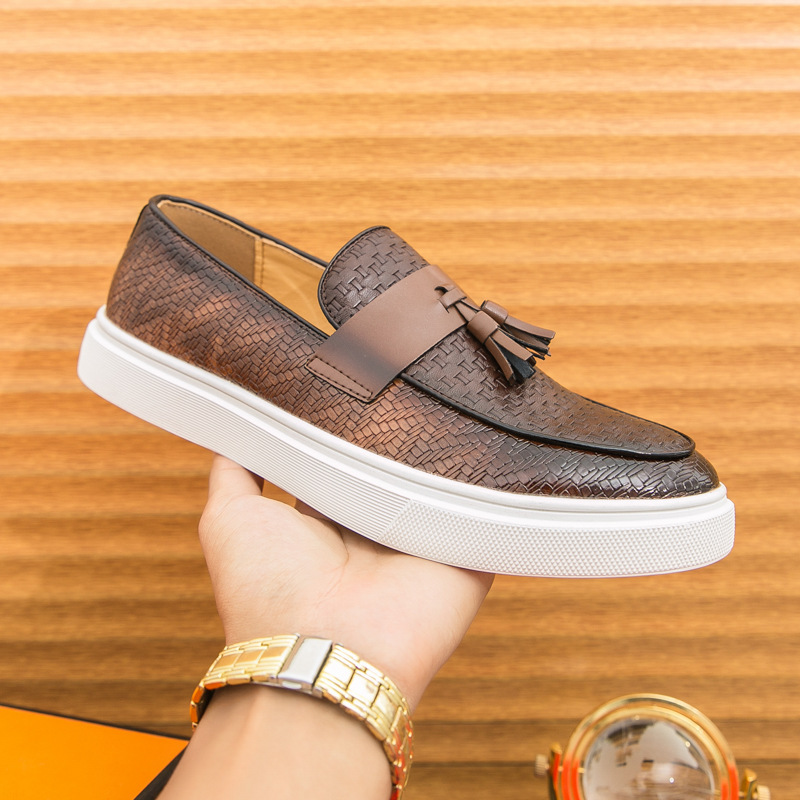 Casual Fashion Men's Plus Size Fringed Leather Shoes foto 4