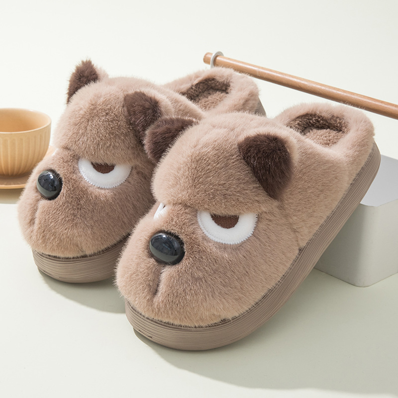 Warm And Cute Puppy Platform Non Slip Cotton Slippers foto 4