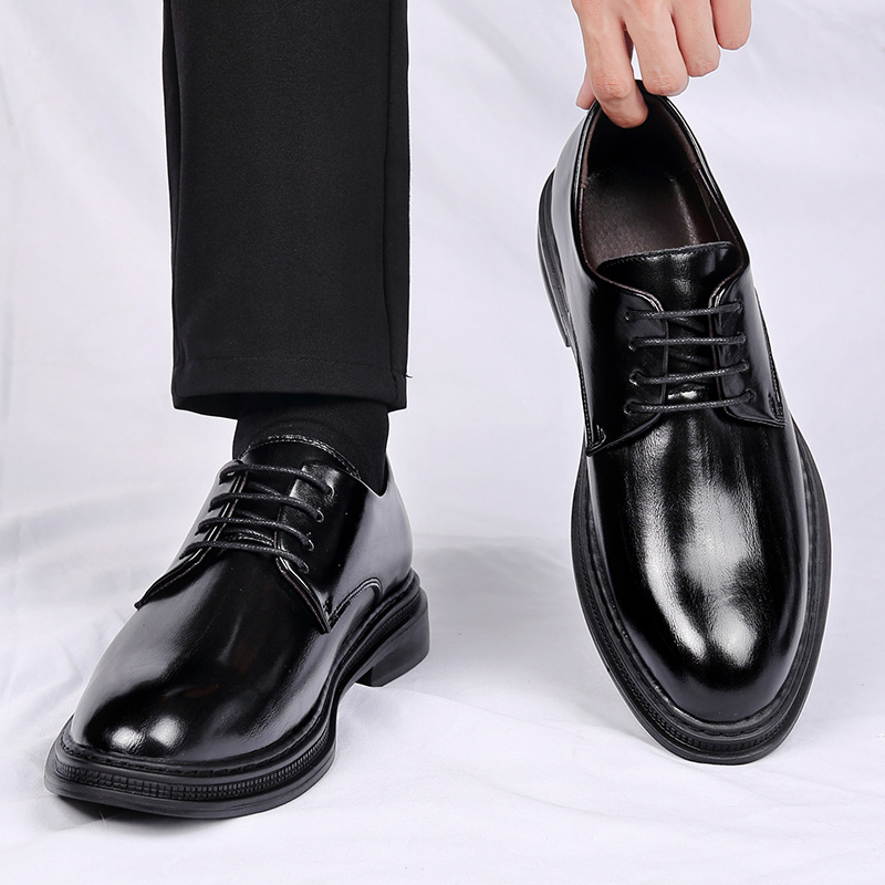 Men's Suit Leather Shoes Autumn And Winter Dress Wedding Groom Lace-up foto 5