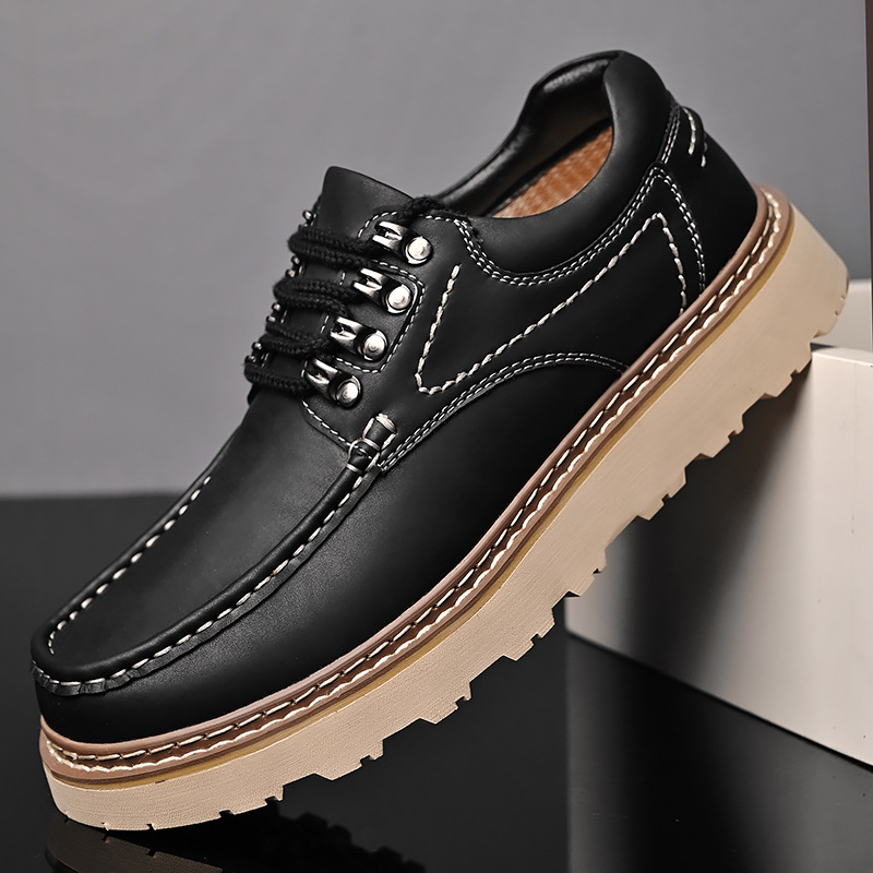 Genuine Leather Fashion Versatile Casual Shoes Thick Sole Height Increasing foto 5