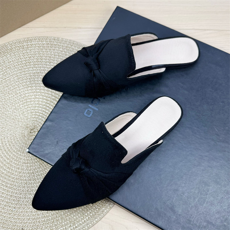 Bow Toe Korean Style Simple Pointed Flat Lazy Half Slippers foto 5