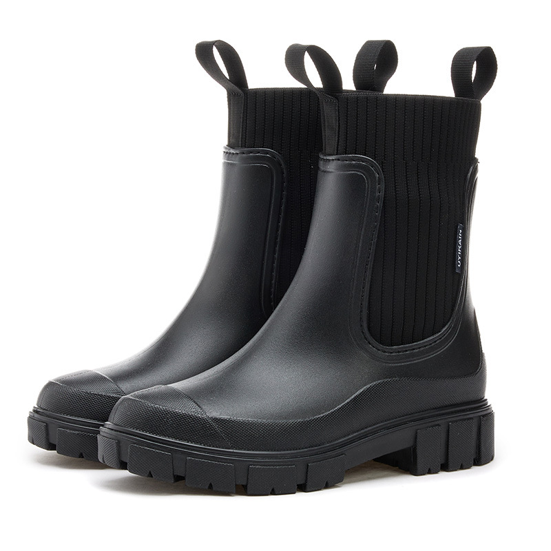 Wear-resistant Height Increasing Waterproof Non-slip Outdoor Wearable Elastic Band Women's Rain Boots foto 2
