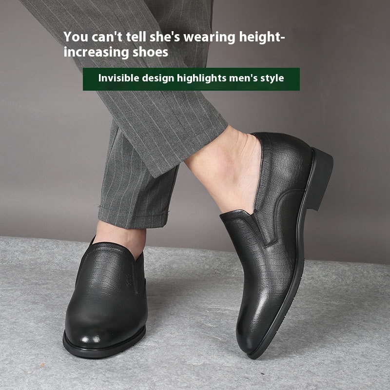 Invisible Height Increasing Insole 8cm Business Slip-on Leather Shoes foto 3