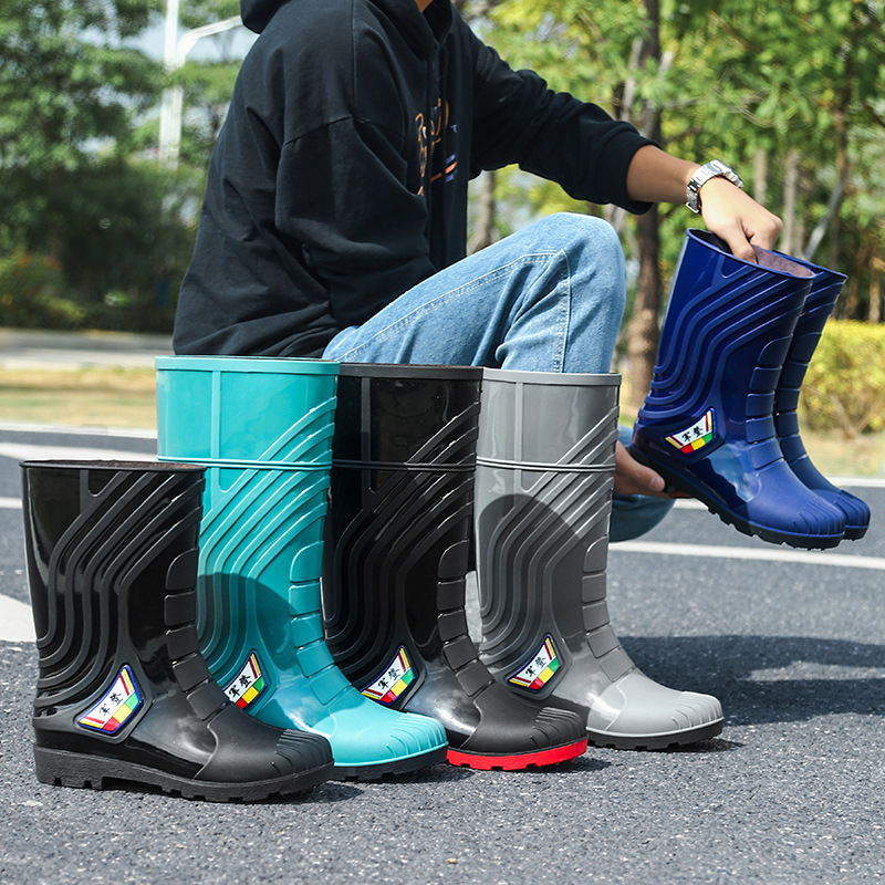 Mid-calf Rubber Fashion Rain Boots Men's Outdoor Fleece-lined foto 3