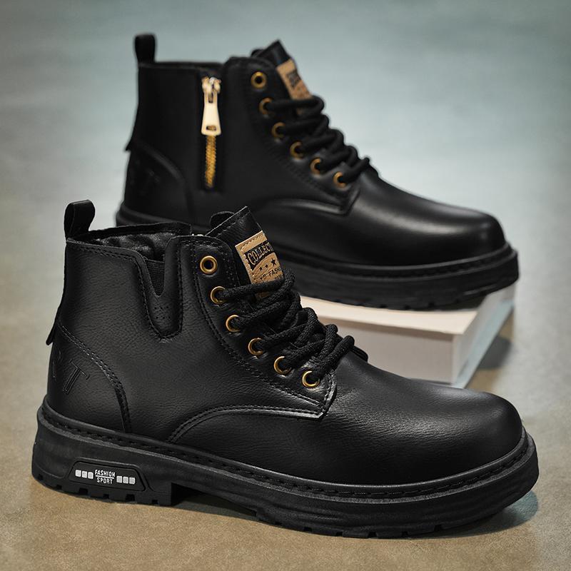 New Autumn Leisure Leather Waterproof Retro British Style Men's Plus Size Martin Boots foto 5