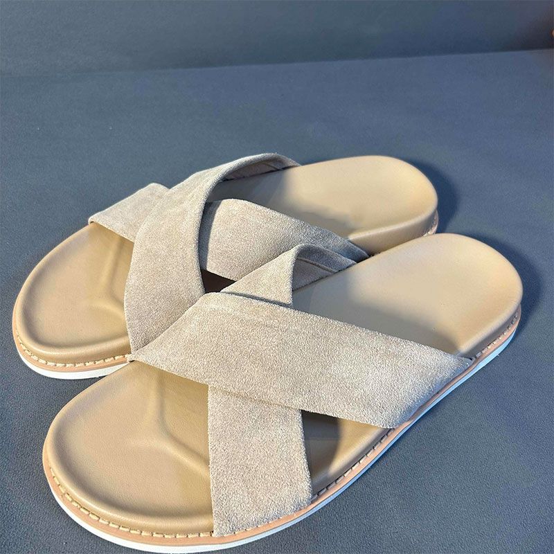 Leisure Sandblasted Suede Leather Men's Slippers foto 2