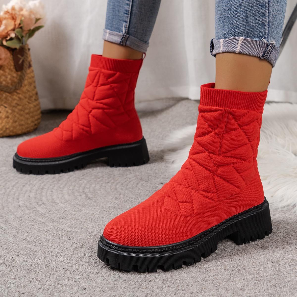 Flying Woven Plus Size Thick Bottom Casual Outdoor Martin Boots foto 5