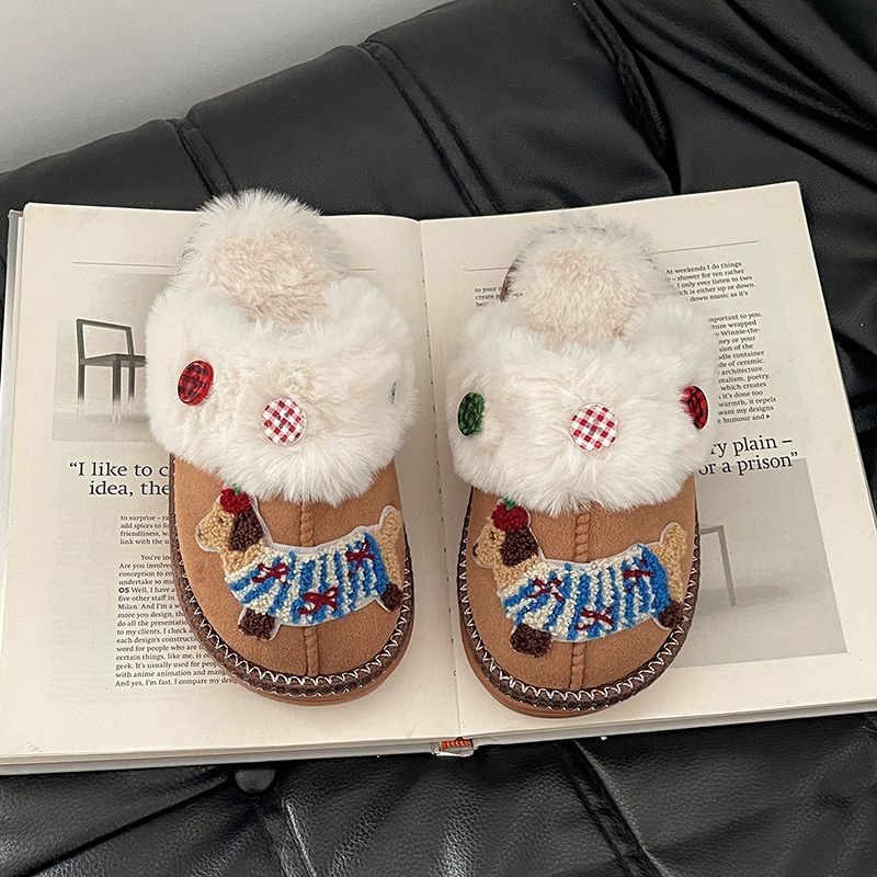 Cute Cartoon Sausage Dog Fluffy Shoes Female foto 4