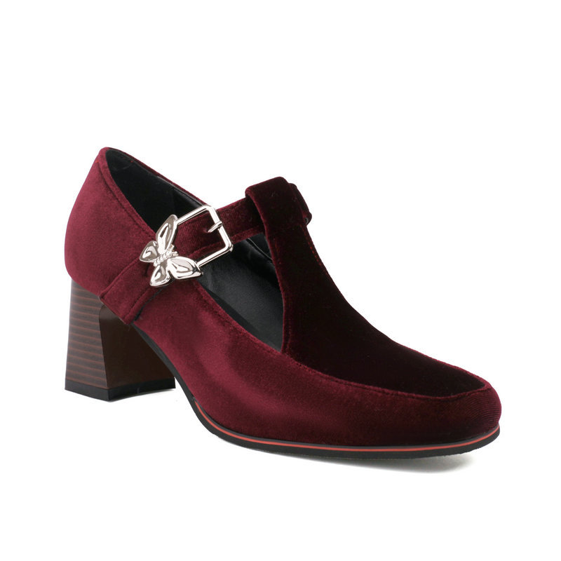 Womens Fashionable Chunky-heel High Heels With Buckles foto 4