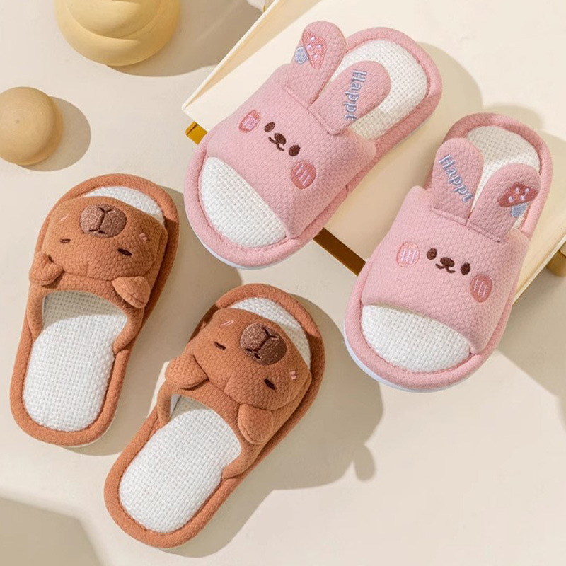 Children's Linen Slippers All-Season Cartoon Animal Style Casual foto 4