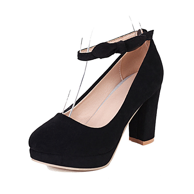 European And American-style Women's Round-toe Chunky-heeled Pumps For Foreign Trade foto 3