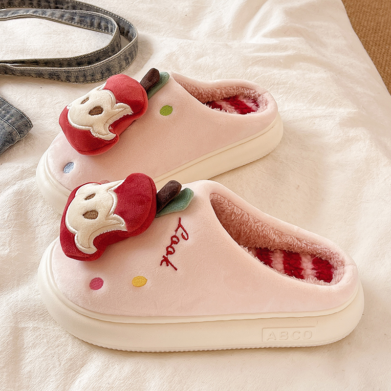 Velvet Thermal Non-slip Cotton Slippers Women foto 2