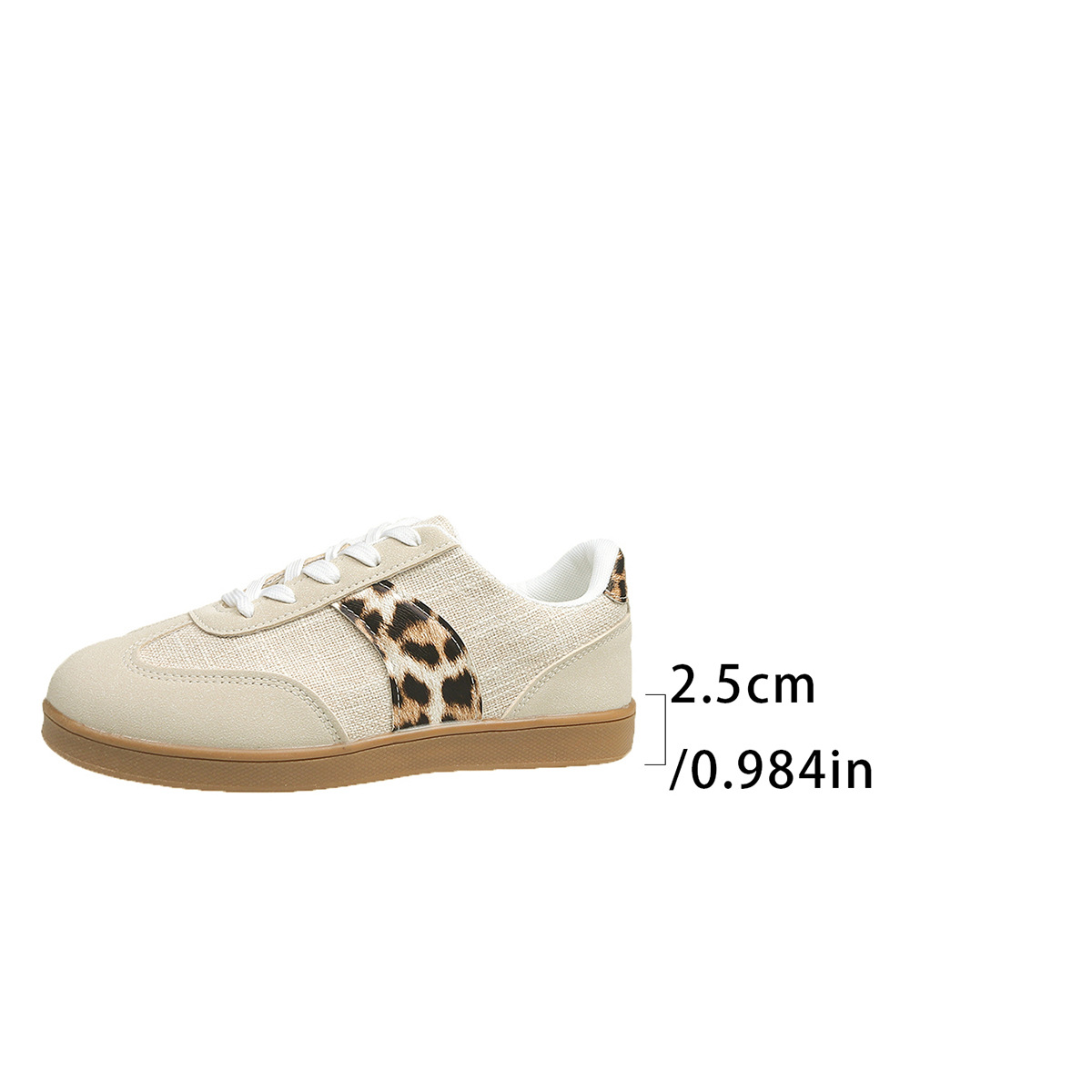 Round Toe Lace-up Vintage Leopard Print German Training Shoes foto 3