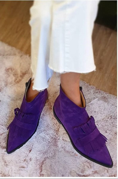 Slim Arrow Solid Color Suede Side Zipper Low Heel Plus Size Women's Boots foto 2