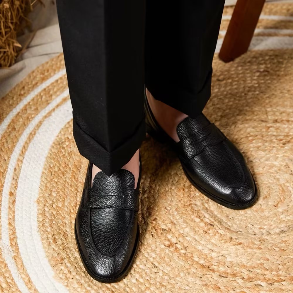 British Vintage Litchi Grain Cowhide Men's Loafer foto 3