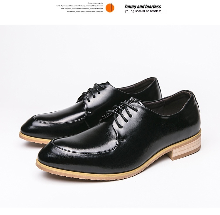 Pointed Wooden Heel Bottom Business Casual Formal Wear Pumps foto 3