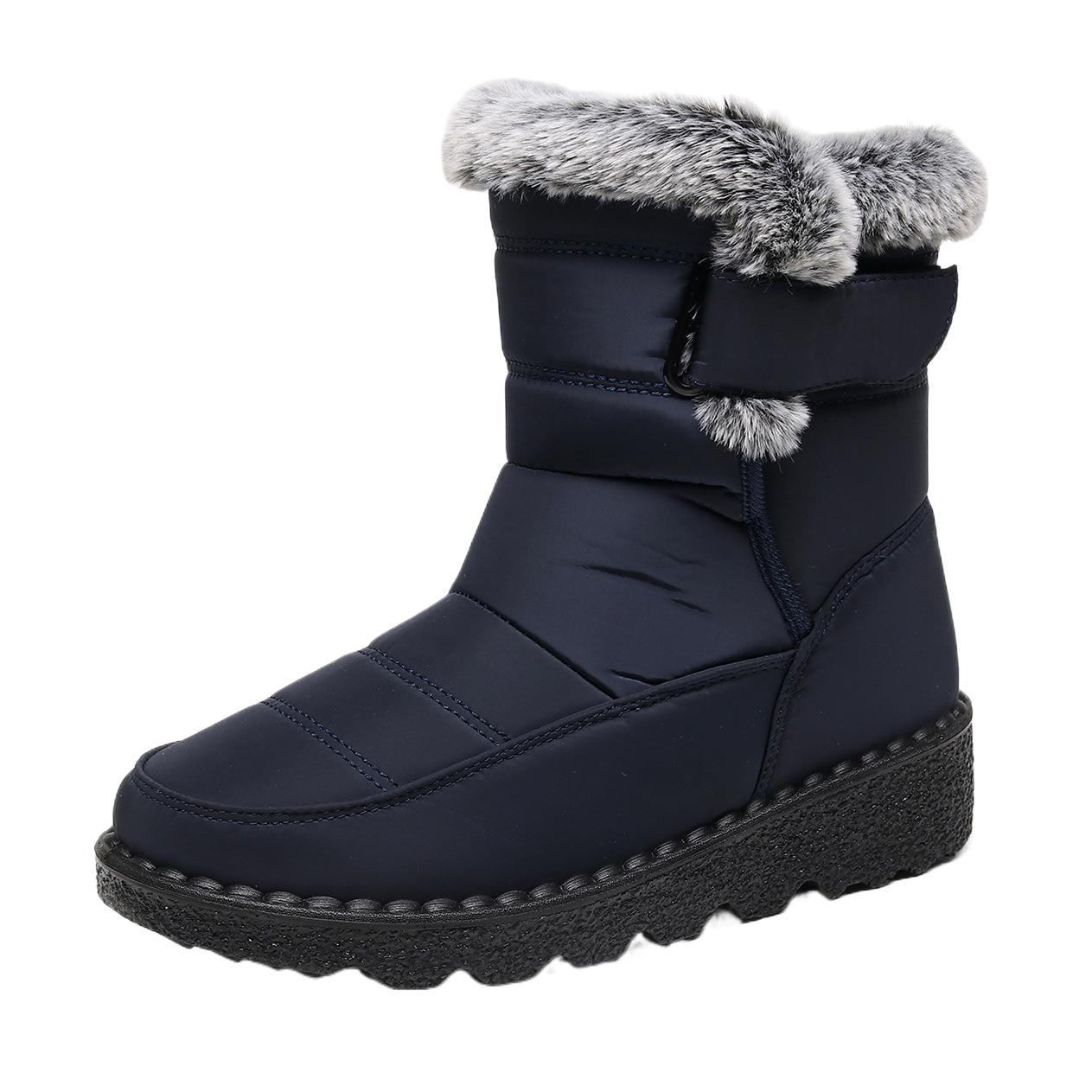 Women's Snow Boots With Rabbit Fur And Velcro Closure foto 3