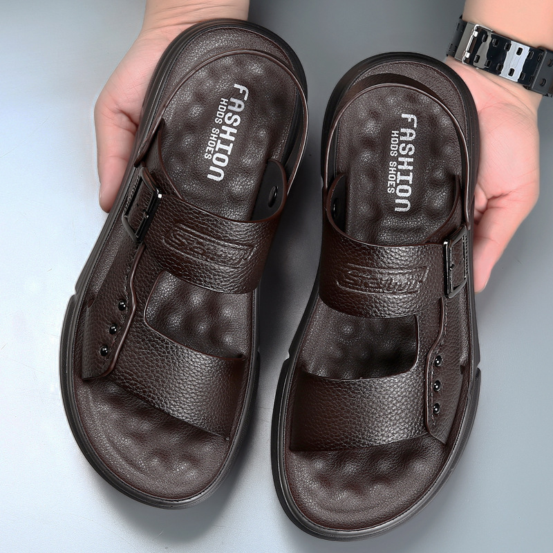 Soft Leather Men's Casual Beach Shoes Latex Pad foto 5