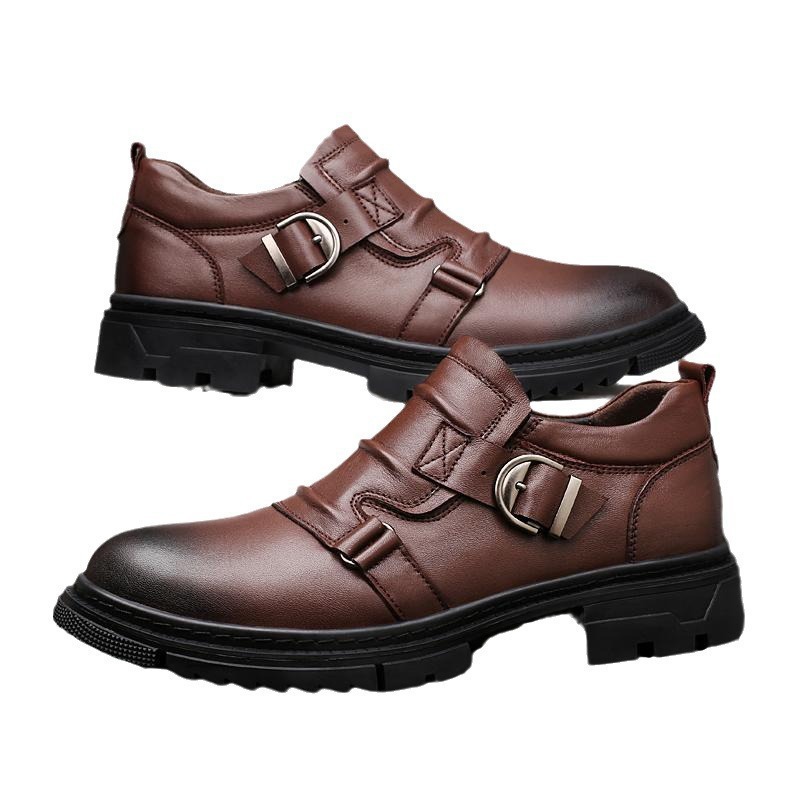 Mens Versatile Thick-Soled Genuine Leather Shoes Made From Full-Grain Cowhide foto 3