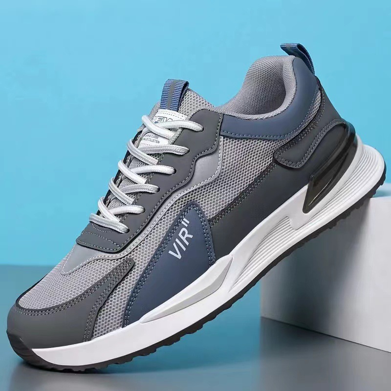 Men's Color Block Mesh Shoes Fashion Casual Lace-up Sneakers Outdoor Breathable Running Sports Shoes foto 4