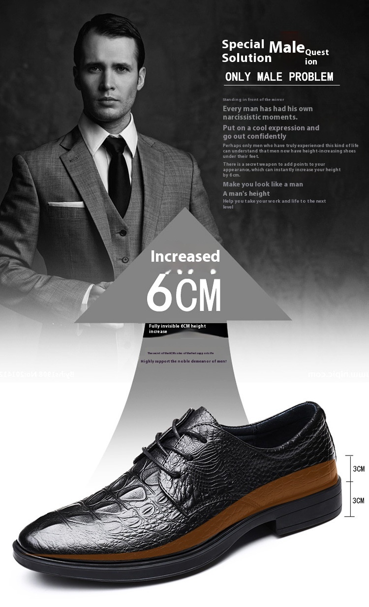 Heightened Breathable Business Formal Casual Leather Shoes foto 4