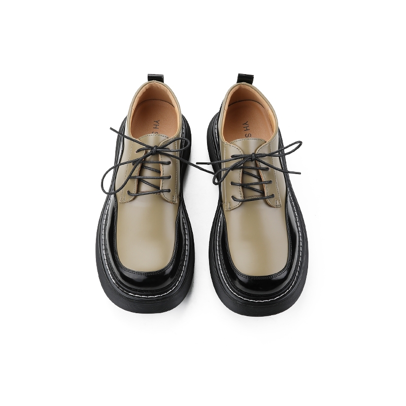 Matching Color Casual Leather Shoes Fashion Men Thick Soled Big Head foto 3