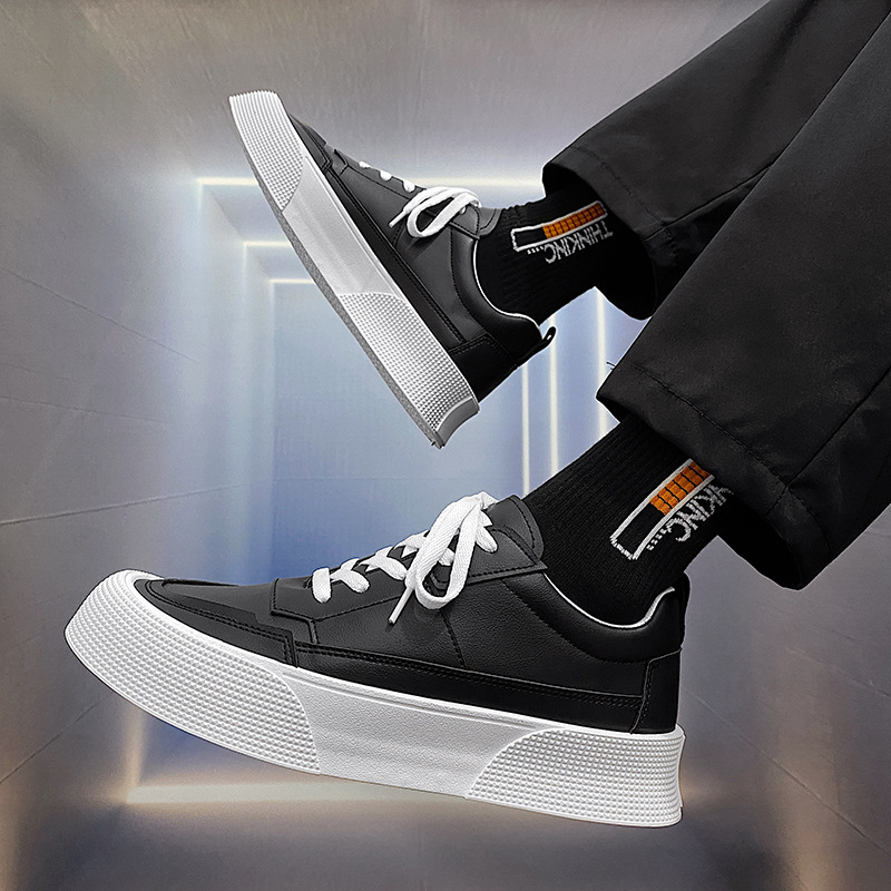 Men's Sports Height Increasing Leisure Solid Color All-match Thick Bottom Board Shoes foto 2