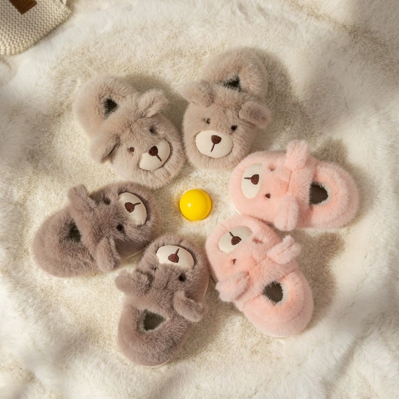 Plush Slippers Home Cotton Slippers Heel-wrapping Shoes Boys And Girls Warm Shoes foto 4