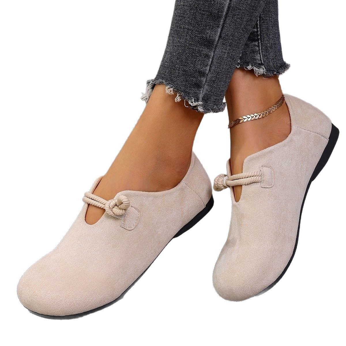 Round Head Slip-on Full-cover Solid Color Flat Shoes foto 5
