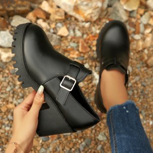 Spring High-Heel Chunky-Heel British-Style Elevating Fashion Pumps foto 4